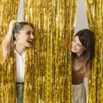 2 Pack Gold Backdrop Birthday Decorations Foil Curtain Backdrop Gold Streamers Dance Party Decorations Photo Booth Props for Bachelorette Decorations Christmas Halloween New...