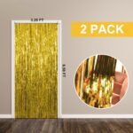 2 Pack Gold Backdrop Birthday Decorations Foil Curtain Backdrop Gold Streamers Dance Party Decorations Photo Booth Props for Bachelorette Decorations Christmas Halloween New...