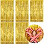 2 Pack Gold Backdrop Birthday Decorations Foil Curtain Backdrop Gold Streamers Dance Party Decorations Photo Booth Props for Bachelorette Decorations Christmas Halloween New...