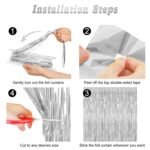 2 Pack Tinsel Backdrop, 3.28 FT x 7.05 FT Birthday Party Decorations, Silver Party Streamer Fringe Curtains Foil Backdrop, Metallic Silver Photo Props Party Supplies Party Decor