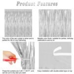 2 Pack Tinsel Backdrop, 3.28 FT x 7.05 FT Birthday Party Decorations, Silver Party Streamer Fringe Curtains Foil Backdrop, Metallic Silver Photo Props Party Supplies Party Decor