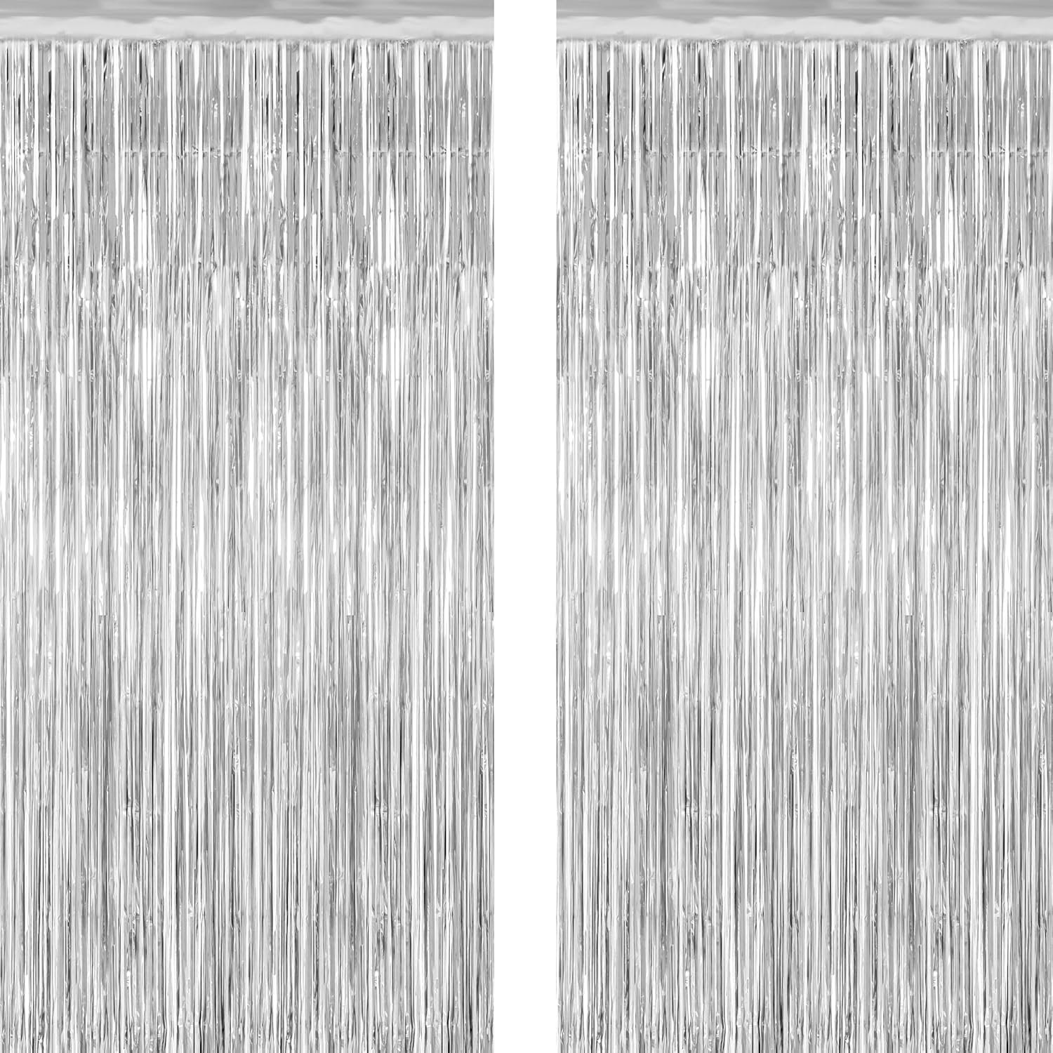 2 Pack Tinsel Backdrop, 3.28 FT x 7.05 FT Birthday Party Decorations, Silver Party Streamer Fringe Curtains Foil Backdrop, Metallic Silver Photo Props Party Supplies Party Decor 2 Pack Tinsel Backdrop, 3.28 FT x 7.05 FT Birthday Party Decorations, Silver Party Streamer Fringe Curtains Foil Backdrop, Metallic Silver Photo Props Party Supplies Party Decor