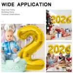 2026 Balloons, 40 Inch Number Balloon, Happy New Year Balloons for 2026 New Year Eve Party Supplies, Graduation Balloons Number Decorations Class of 2026, Birthday Party...