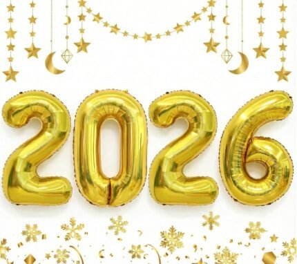 2026 Happy New Year Balloons - 42 Inch Large Gold Foil Number Set (2,0,2,6) - Ideal for New Year's Eve Party Supplies, NYE Decorations & 2026 Graduation
