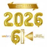 2026 Happy New Year Balloons - 42 Inch Large Gold Foil Number Set (2,0,2,6) - Ideal for New Year's Eve Party Supplies, NYE Decorations & 2026 Graduation