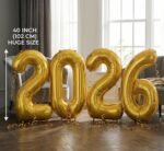 2026 Happy New Year Balloons - 42 Inch Large Gold Foil Number Set (2,0,2,6) - Ideal for New Year's Eve Party Supplies, NYE Decorations & 2026 Graduation