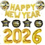2026 New Year Party Decoration Gold Foil Number Balloons 2025 New Year Balloons Large Number Balloon for 2026 Eve Party Supplies