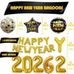 2026 New Year Party Decoration Gold Foil Number Balloons 2025 New Year Balloons Large Number Balloon for 2026 Eve Party Supplies