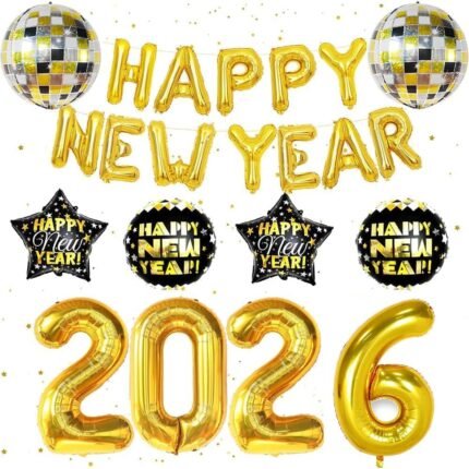2026 New Year Party Decoration Gold Foil Number Balloons 2025 New Year Balloons Large Number Balloon for 2026 Eve Party Supplies