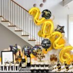 2026 New Years Eve Party Supplies - 10 Pcs 2026 Happy New Year Foil Balloons Decorations NYE Party Decorations Set
