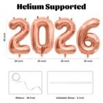 40 Inch 2026 Balloons Rose Gold Foil Number Balloons for 2026 New Year Festival Celebration or Birthday Party Supplies Decorations,New Years Balloon 2026, New Years Eve Balloon