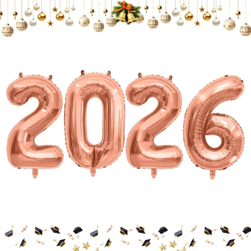 40 Inch 2026 Balloons Rose Gold Foil Number Balloons for 2026 New Year Festival Celebration or Birthday Party Supplies Decorations,New Years Balloon 2026, New Years Eve Balloon