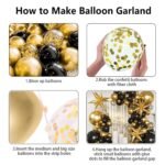 Black and Gold Balloon Arch Kit, Black and Gold Party Decorations for Birthday Bachelorette Retirement Office Christmas 2026 New Years Eve Graduation Anniversary Party Decorations