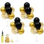Black and Gold Party Decorations 4 Set Balloon Stand Table Centerpieces for Men's Women's Birthday Wedding Retirement Anniversary Graduation Decorations 2026 New Years Eve