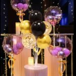 Black and Gold Party Decorations 4 Set Balloon Stand Table Centerpieces for Men's Women's Birthday Wedding Retirement Anniversary Graduation Decorations 2026 New Years Eve