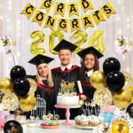 Black and Gold Party Decorations 4 Set Balloon Stand Table Centerpieces for Men's Women's Birthday Wedding Retirement Anniversary Graduation Decorations 2026 New Years Eve