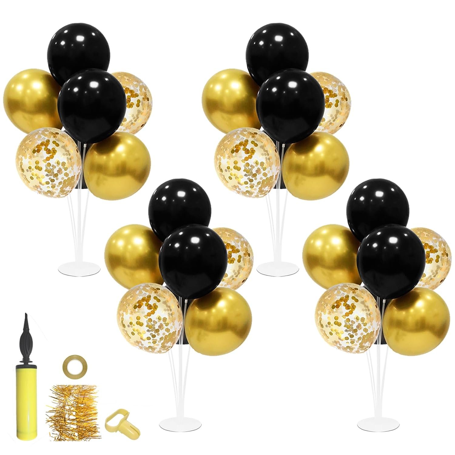 Black and Gold Party Decorations 4 Set Balloon Stand Table Centerpieces for Men's Women's Birthday Wedding Retirement Anniversary Graduation Decorations 2026 New Years Eve Black and Gold Party Decorations 4 Set Balloon Stand Table Centerpieces for Men's Women's Birthday Wedding Retirement Anniversary Graduation Decorations 2026 New Years Eve