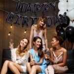 Black Happy Birthday Balloons Banner, 16 Inch Mylar Foil Letters Happy Birthday Sign Bunting Inflatable Reusable 3D Hanging Letter Kit Set for Girls Boys Kids Adults Birthday...