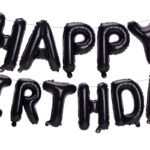 Black Happy Birthday Balloons Banner, 16 Inch Mylar Foil Letters Happy Birthday Sign Bunting Inflatable Reusable 3D Hanging Letter Kit Set for Girls Boys Kids Adults Birthday...
