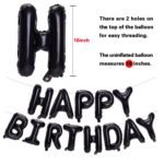Black Happy Birthday Balloons Banner, 16 Inch Mylar Foil Letters Happy Birthday Sign Bunting Inflatable Reusable 3D Hanging Letter Kit Set for Girls Boys Kids Adults Birthday...