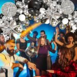 Black Silver Balloons Arch Garland Kit, Black Silver White Balloons Disco Ball Balloons Arch for Disco Party Christmas 2026 New Year's Eve Birthday Graduation Anniversary...