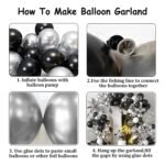 Black Silver Balloons Arch Garland Kit, Black Silver White Balloons Disco Ball Balloons Arch for Disco Party Christmas 2026 New Year's Eve Birthday Graduation Anniversary...