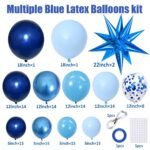 Blue Balloon Arch Kit Garland, Chrome Blue Light Navy Blue Balloons for Winter Wonderland Baby Shower Birthday Christmas Hanukkah New Years Eve Graduation Anniversary Decorations