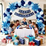 Blue Balloon Arch Kit Garland, Chrome Blue Light Navy Blue Balloons for Winter Wonderland Baby Shower Birthday Christmas Hanukkah New Years Eve Graduation Anniversary Decorations