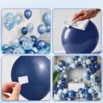 Blue Balloon Arch Kit Garland, Chrome Blue Light Navy Blue Balloons for Winter Wonderland Baby Shower Birthday Christmas Hanukkah New Years Eve Graduation Anniversary Decorations