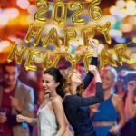 Gold Happy New Year 2026 Balloons, 16 Inch 2026 Foil Number Balloons, 2026 NYE Decorations for 2026 New Years Eve Décor