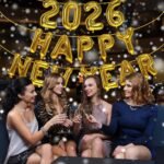 Gold Happy New Year 2026 Balloons, 16 Inch 2026 Foil Number Balloons, 2026 NYE Decorations for 2026 New Years Eve Décor