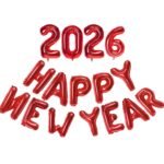 Gold Happy New Year 2026 Balloons, 16 Inch 2026 Foil Number Balloons, 2026 NYE Decorations for 2026 New Years Eve Décor