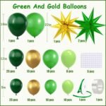 Green and Gold Balloon Arch kit Garland, Dark Light Green Gold Balloons with Star Balloons for Christmas New Year's Eve Baby Shower Jungle Birthday Anniversary Party Decorations