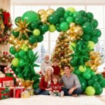 Green and Gold Balloon Arch kit Garland, Dark Light Green Gold Balloons with Star Balloons for Christmas New Year's Eve Baby Shower Jungle Birthday Anniversary Party Decorations