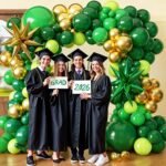 Green and Gold Balloon Arch kit Garland, Dark Light Green Gold Balloons with Star Balloons for Christmas New Year's Eve Baby Shower Jungle Birthday Anniversary Party Decorations