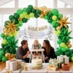 Green and Gold Balloon Arch kit Garland, Dark Light Green Gold Balloons with Star Balloons for Christmas New Year's Eve Baby Shower Jungle Birthday Anniversary Party Decorations