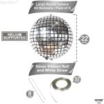 KatchOn, Big Silver Disco Ball Balloons - 22 Inch, Pack of 6 | Disco Party Decorations, 4D Sphere Disco Balloons | New Years Balloons, New Years Eve Party Supplies 2026 | Silver...