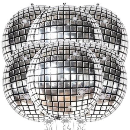 KatchOn, Big Silver Disco Ball Balloons - 22 Inch, Pack of 6 | Disco Party Decorations, 4D Sphere Disco Balloons | New Years Balloons, New Years Eve Party Supplies 2026 | Silver...