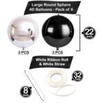 KatchOn, Large Black and Silver Balloon - 22 Inch, Pack of 6 | Black and Silver Mylar Balloons for New Years Decorations 2026 | Birthday, Bachelorette Party Decorations | New...