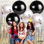 KatchOn, Large Black and Silver Balloon - 22 Inch, Pack of 6 | Black and Silver Mylar Balloons for New Years Decorations 2026 | Birthday, Bachelorette Party Decorations | New...