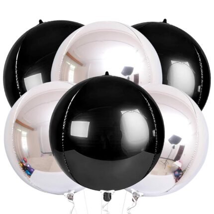 KatchOn, Large Black and Silver Balloon - 22 Inch, Pack of 6 | Black and Silver Mylar Balloons for New Years Decorations 2026 | Birthday, Bachelorette Party Decorations | New...