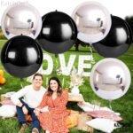 KatchOn, Large Black and Silver Balloon - 22 Inch, Pack of 6 | Black and Silver Mylar Balloons for New Years Decorations 2026 | Birthday, Bachelorette Party Decorations | New...