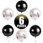 KatchOn, Large Black and Silver Balloon - 22 Inch, Pack of 6 | Black and Silver Mylar Balloons for New Years Decorations 2026 | Birthday, Bachelorette Party Decorations | New...