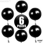 KatchOn, Large Black Mylar Balloons - 22 Inch, Pack of 6 | Round 4D Black Mylar Balloon for Birthday, Bachelorette Decorations | Nye Balloons for New Years Eve Party Supplies 2026