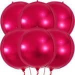 KatchOn, Orange Mylar Balloons - Big, 22 Inch, Pack of 6 | 4D Foil Metallic Balloon for Halloween Decorations | Orange Party Decor | Basketball Party Decorations | Thanksgiving,...