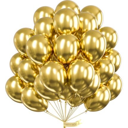 PartyWoo Gold Balloons 50pcs 12 Inch Gold Latex Helium Balloons for Birthday Wedding Anniversary Baby Shower Graduation Bachelorette Retirement Engagement Tea Casino Disco Party...