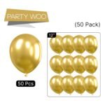 PartyWoo Gold Balloons 50pcs 12 Inch Gold Latex Helium Balloons for Birthday Wedding Anniversary Baby Shower Graduation Bachelorette Retirement Engagement Tea Casino Disco Party...