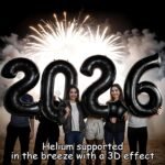 Upgraded, 42in Large 2026 Balloons Numbers, with 4pcs Star Balloon and Accessories (3D Premium Aluminum Foil) Ideal New Years Eve Balloons Decorations, for New Years Eve Party...