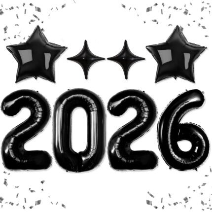 Upgraded, 42in Large 2026 Balloons Numbers, with 4pcs Star Balloon and Accessories (3D Premium Aluminum Foil) Ideal New Years Eve Balloons Decorations, for New Years Eve Party...